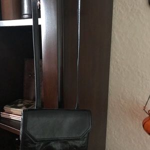 Hobo crossbody black leather wallet/ purse